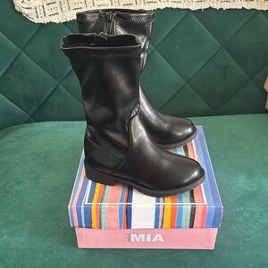 MIA Black Leather Boots Sleek Mid-Calf Design